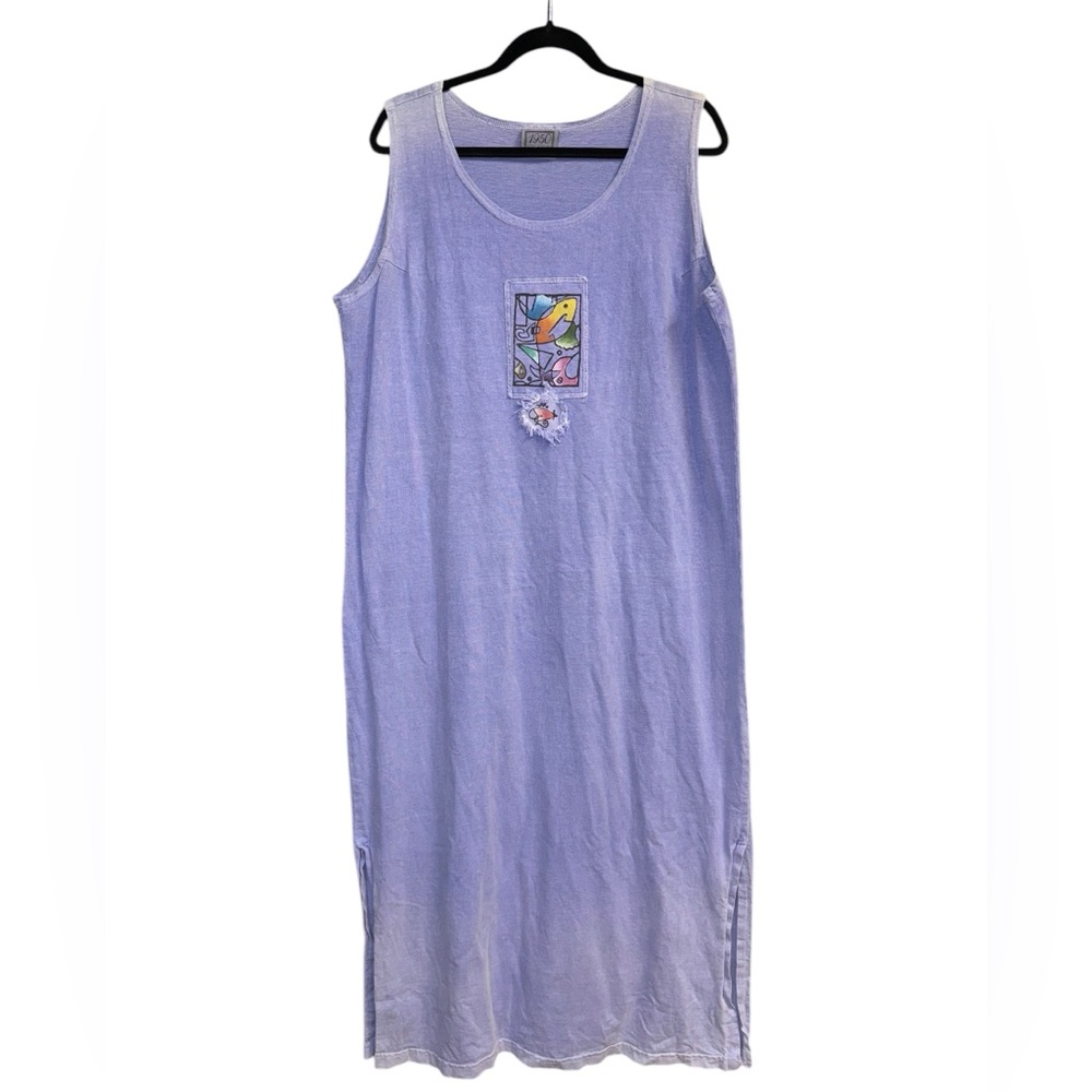 VTG 1950 Art Group Casual Ombré Lavender Sleeveless Dress Abstract Fish Design